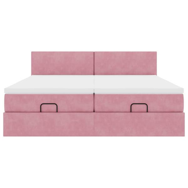 Ottoman-Bett mit Matratzen & LEDs Rosa 180x200 cm Samt