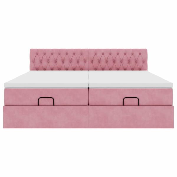 Ottoman-Bett mit Matratzen & LEDs Rosa 180x200 cm Samt