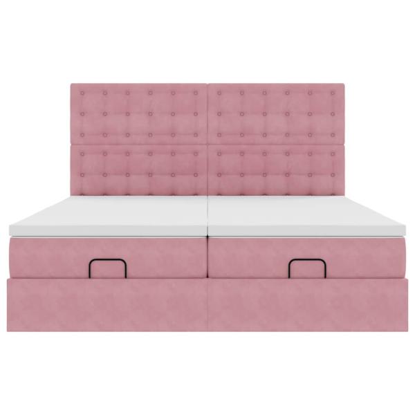 Ottoman-Bett mit Matratzen Rosa 180x200 cm Samt