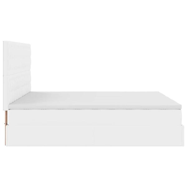 Ottoman-Bett mit Matratzen & LEDs Reinweiß 180x200cm Kunstleder