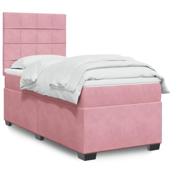 ARDEBO.de - Boxspringbett mit Matratze Rosa 90x200 cm Samt