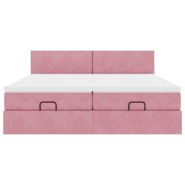 Ottoman-Bett mit Matratzen Rosa 180x200 cm Samt