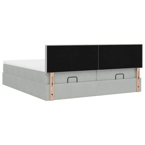 Ottoman-Bett mit Matratzen & LEDs Hellgrau 200x200 cm Samt