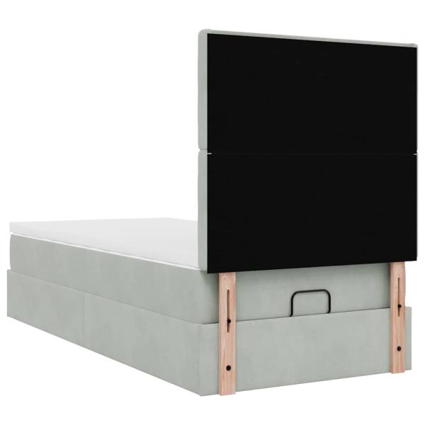 Ottoman-Bett mit Matratzen Hellgrau 100x200 cm Samt