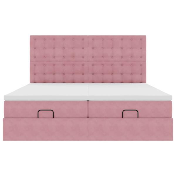 Ottoman-Bett mit Matratzen & LEDs Rosa 180x200 cm Samt