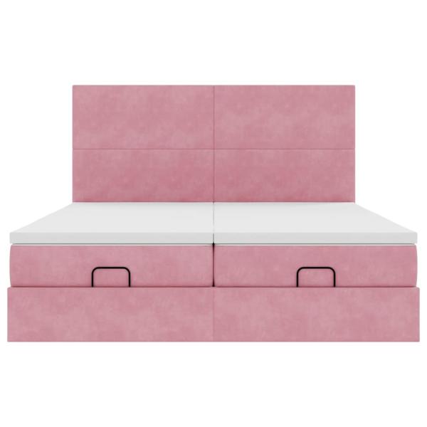 Ottoman-Bett mit Matratzen & LEDs Rosa 180x200 cm Samt