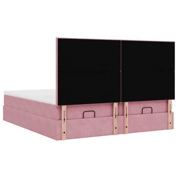 Ottoman-Bett mit Matratzen & LEDs Rosa 180x200 cm Samt