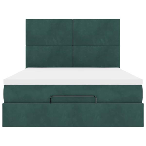 Ottoman-Bett mit Matratzen Dunkelgrün 140x200 cm Samt