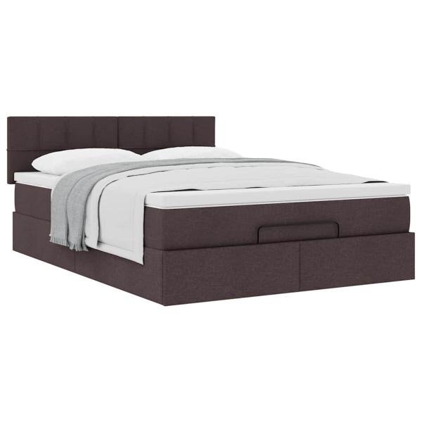 Ottoman-Bett mit Matratze Dunkelbraun 140x200 cm Stoff