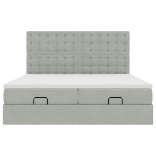 Ottoman-Bett mit Matratzen Hellgrau 200x200 cm Samt