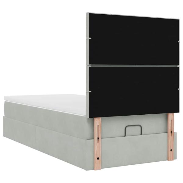 Ottoman-Bett mit Matratzen & LEDs Hellgrau 100x200 cm Samt