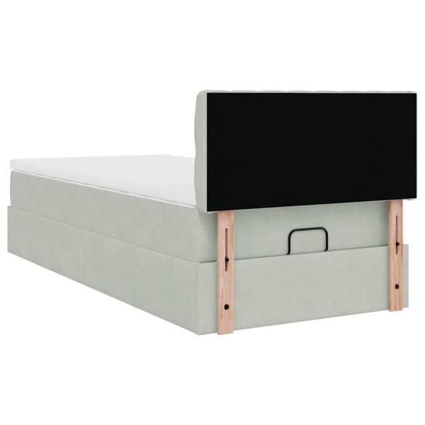 Ottoman-Bett mit Matratze Hellgrau 100x200 cm Samt