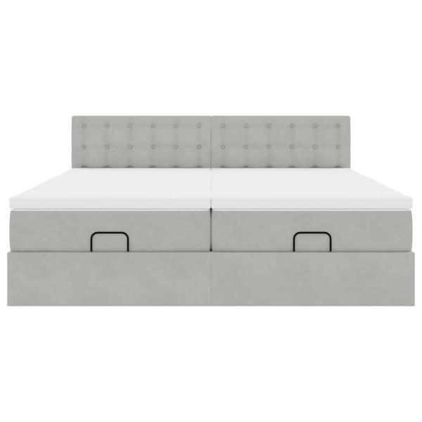 Ottoman-Bett mit Matratzen Hellgrau 200x200 cm Samt