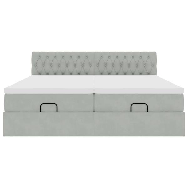 Ottoman-Bett mit Matratzen Hellgrau 200x200 cm Samt