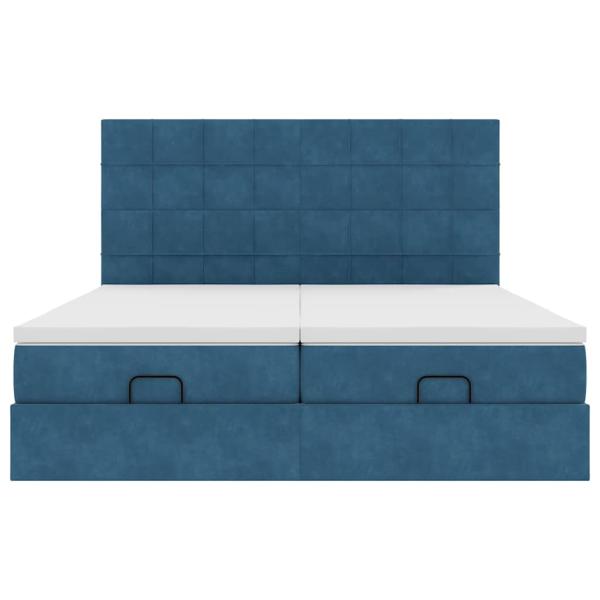 Ottoman-Bett mit Matratzen & LEDs Dunkelblau 180x200 cm Samt