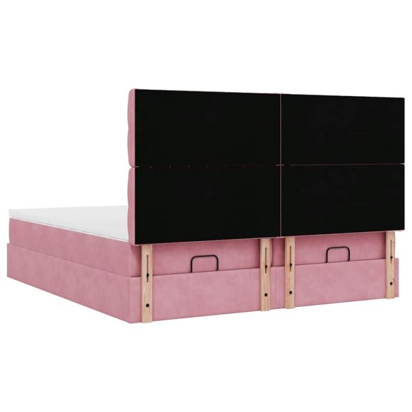 Ottoman-Bett mit Matratzen & LEDs Rosa 180x200 cm Samt