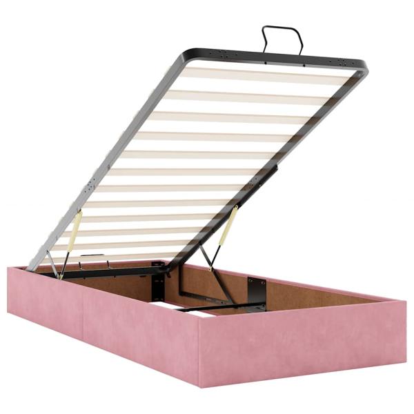 Ottoman-Bett mit Matratzen & LEDs Rosa 180x200 cm Samt