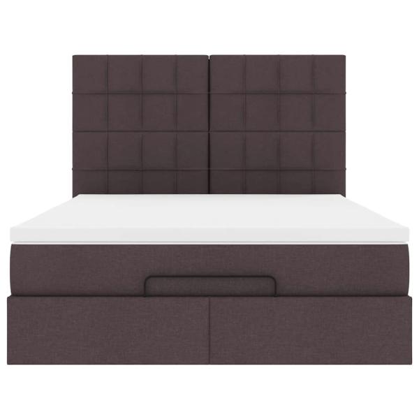 Ottoman-Bett mit Matratze & LEDs Dunkelbraun 140x200 cm Stoff