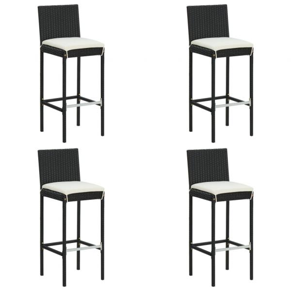 5-tlg. Gartenbar-Set mit Kissen Schwarz Poly Rattan