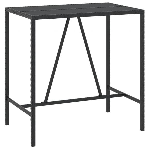 5-tlg. Gartenbar-Set Schwarz Poly Rattan & Massivholz Akazie