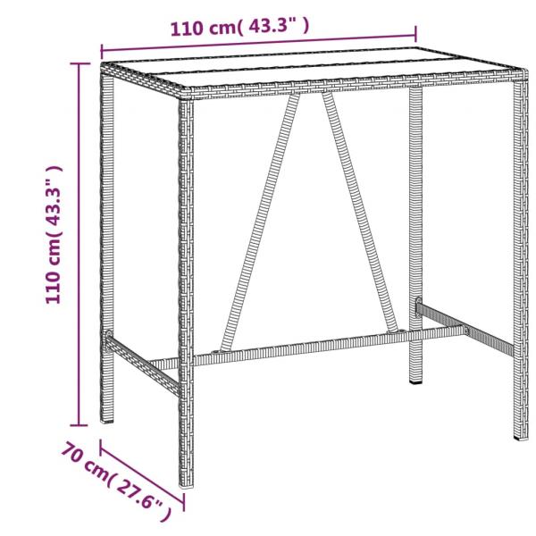 5-tlg. Gartenbar-Set Schwarz Poly Rattan & Massivholz Akazie