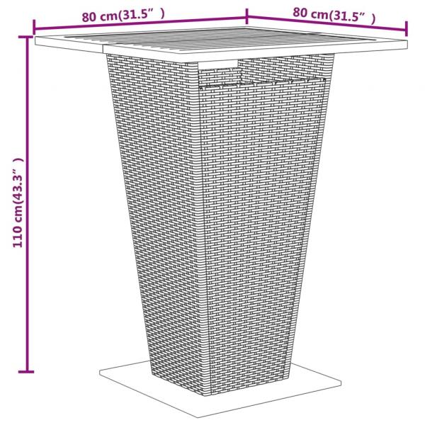 5-tlg. Gartenbar-Set Schwarz Poly Rattan & Massivholz Akazie
