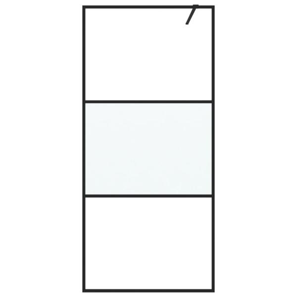 Duschwand für Begehbare Dusche Schwarz 90x195cm Halbmatt ESG