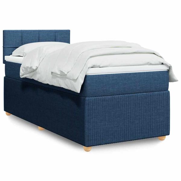 ARDEBO.de - Boxspringbett mit Matratze Blau 80x200 cm Stoff