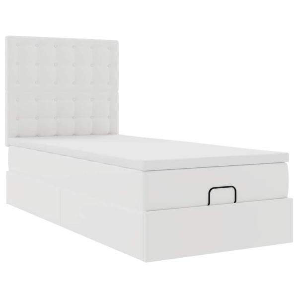 Ottoman-Bett mit Matratze & LEDs Weiß 80x200 cm Kunstleder