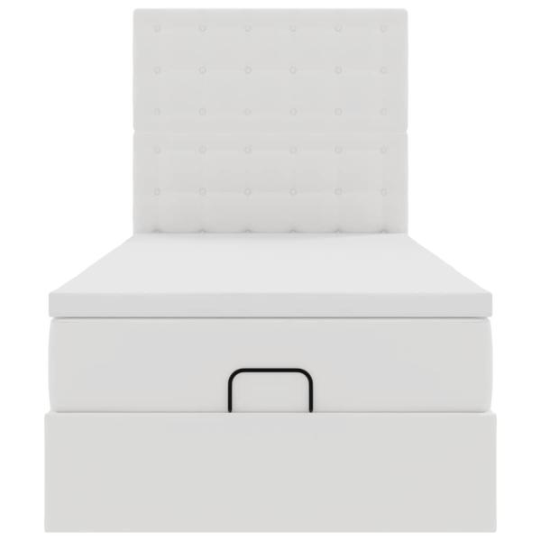 Ottoman-Bett mit Matratze & LEDs Weiß 80x200 cm Kunstleder