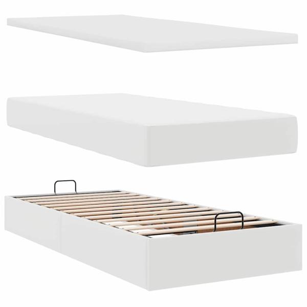 Ottoman-Bett mit Matratze & LEDs Weiß 80x200 cm Kunstleder