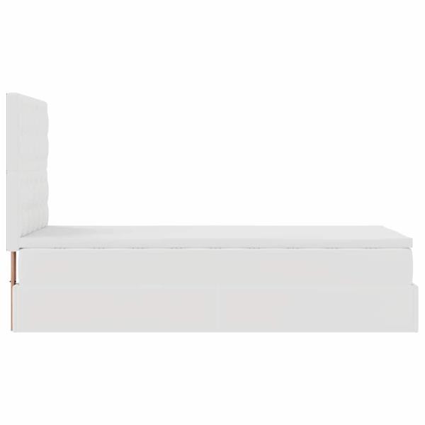Ottoman-Bett mit Matratze & LEDs Weiß 80x200 cm Kunstleder