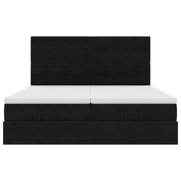 Ottoman-Bett mit Matratzen & LEDs Schwarz 160x200 cm Samt
