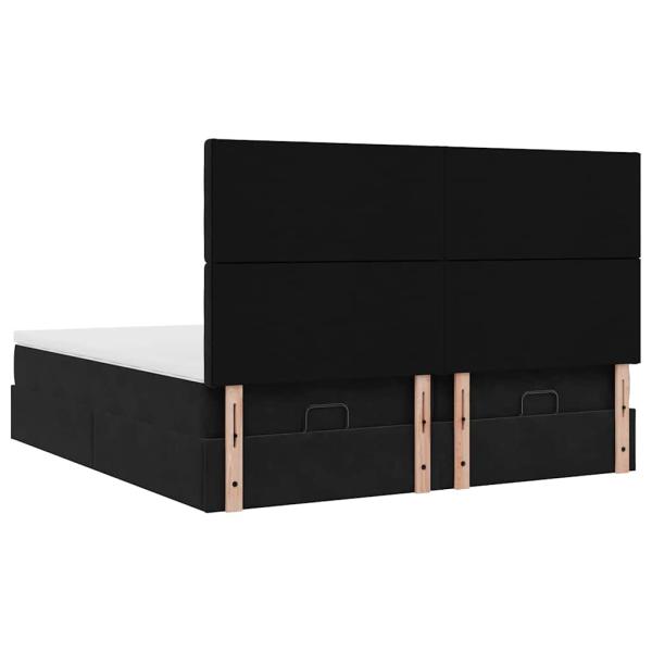 Ottoman-Bett mit Matratzen & LEDs Schwarz 160x200 cm Samt