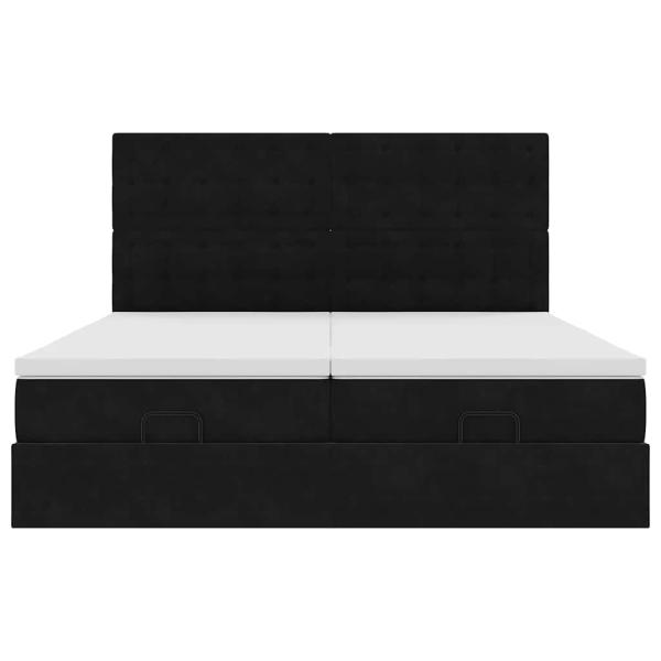 Ottoman-Bett mit Matratzen Schwarz 160x200 cm Samt