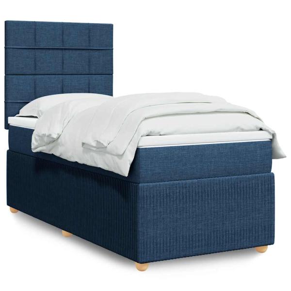ARDEBO.de - Boxspringbett mit Matratze Blau 80x200 cm Stoff