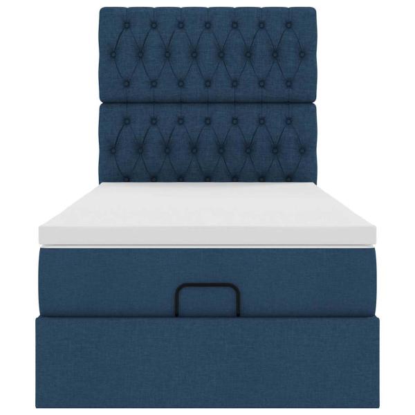 Ottoman-Bett mit Matratze & LEDs Blau 80x200 cm Stoff