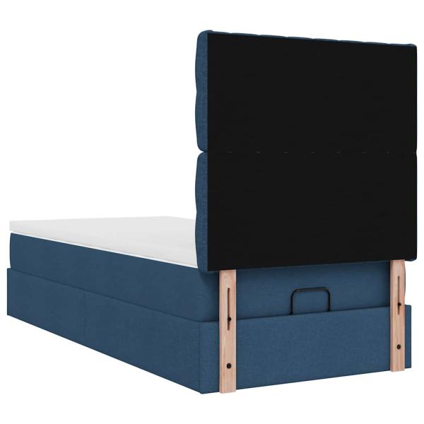 Ottoman-Bett mit Matratze & LEDs Blau 80x200 cm Stoff