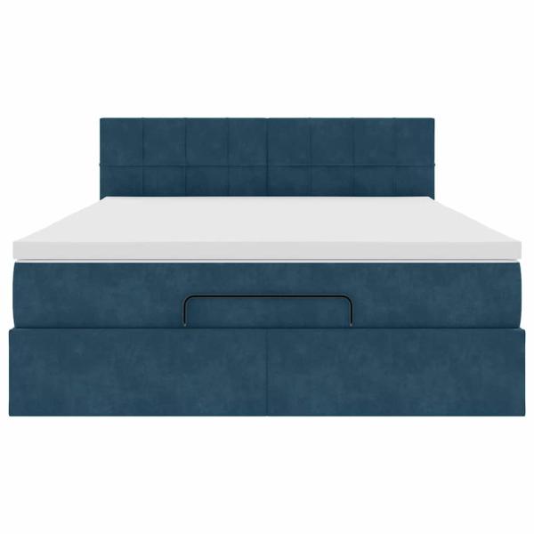 Ottoman-Bett mit Matratze Dunkelblau 140x200 cm Samt