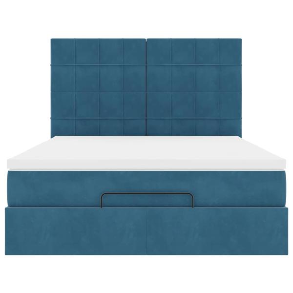 Ottoman-Bett mit Matratzen & LEDs Dunkelblau 140x200 cm Samt