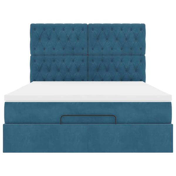 Ottoman-Bett mit Matratzen Dunkelblau 140x200 cm Samt