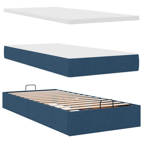 Ottoman-Bett mit Matratze Blau 80x200 cm Stoff