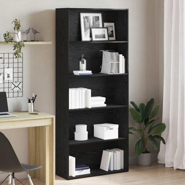 ARDEBO.de - Bücherregal Schwarz Eichen-Optik 80x30x189 cm Holzwerkstoff
