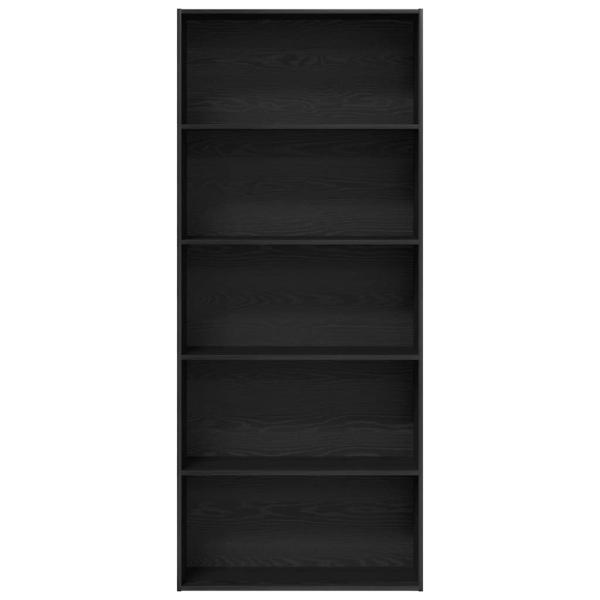 Bücherregal Schwarz Eichen-Optik 80x30x189 cm Holzwerkstoff