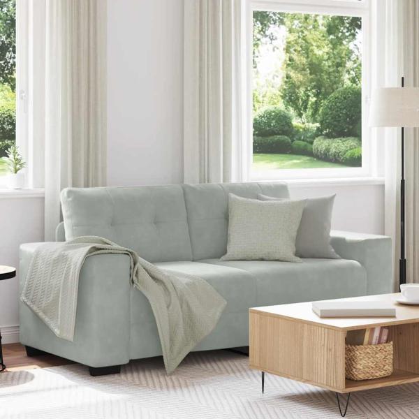 ARDEBO.de - Zweisitzer-Sofa Hellgrau 140 cm Samt