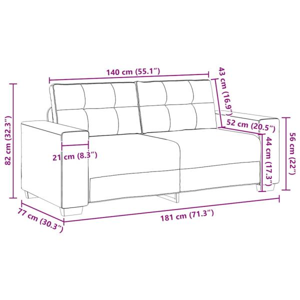 Zweisitzer-Sofa Hellgrau 140 cm Samt
