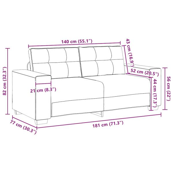 Zweisitzer-Sofa Braun 140 cm Samt