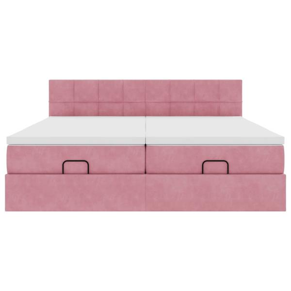 Ottoman-Bett mit Matratzen Rosa 180x200 cm Samt