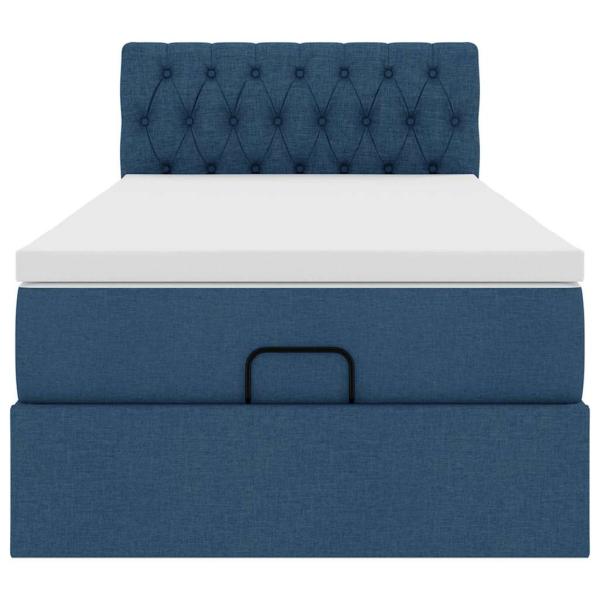 Ottoman-Bett mit Matratze Blau 80x200 cm Stoff