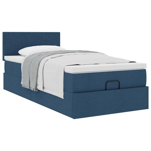 Ottoman-Bett mit Matratze Blau 80x200 cm Stoff